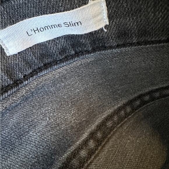 Frame L'Homme Slim Jean Fade to Grey Washed Black Denim Stretch Size 36x32 Mens - Picture 9 of 10